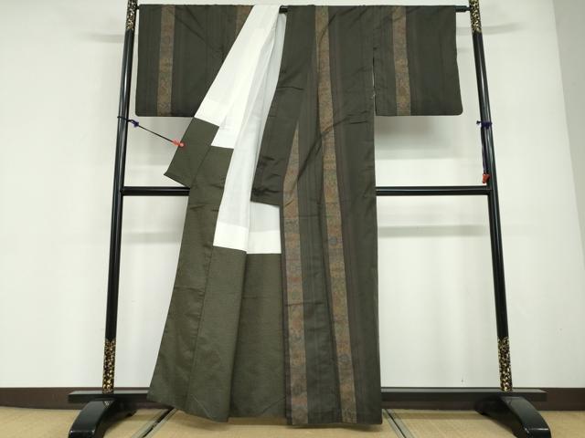 平和屋着物●本場染大島紬　作家物　抽象間道　正絹　逸品　DABG2884ud
