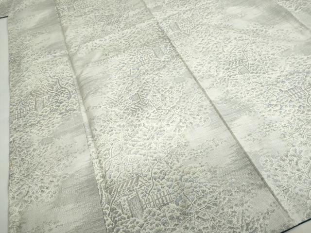平和屋着物●本場大島紬　白大島　9マルキ　風景樹林文　正絹　逸品　DABG2885ud