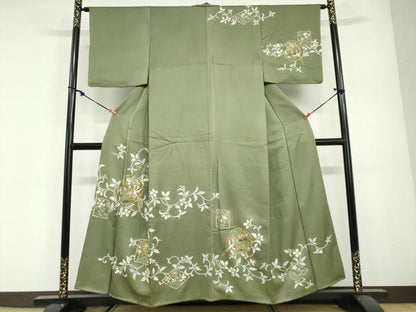 平和屋着物●訪問着　鳳凰草花文　金彩　正絹　逸品　DABG2887ud