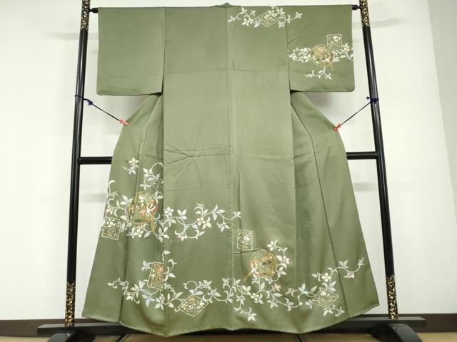 平和屋着物●訪問着　鳳凰草花文　金彩　正絹　逸品　DABG2887ud