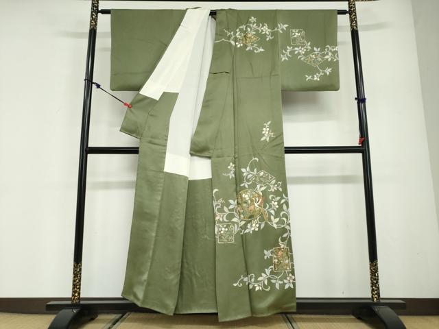 平和屋着物●訪問着　鳳凰草花文　金彩　正絹　逸品　DABG2887ud