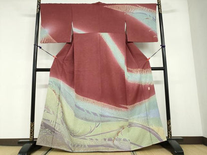 平和屋着物●十日町 名門 滝泰謹製 中国三大刺繍 スワトウ刺繍 訪問着 朧染 抽象文様 重ね絞り 金糸 金通し地 正絹 逸品 DABG2889ud