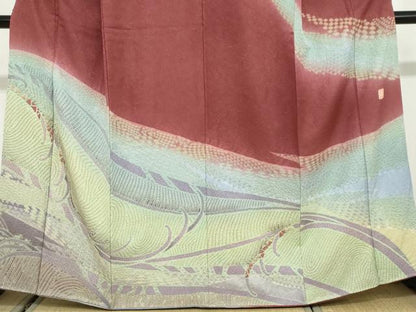平和屋着物●十日町 名門 滝泰謹製 中国三大刺繍 スワトウ刺繍 訪問着 朧染 抽象文様 重ね絞り 金糸 金通し地 正絹 逸品 DABG2889ud