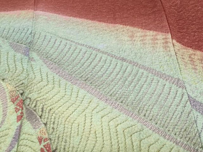 平和屋着物●十日町 名門 滝泰謹製 中国三大刺繍 スワトウ刺繍 訪問着 朧染 抽象文様 重ね絞り 金糸 金通し地 正絹 逸品 DABG2889ud