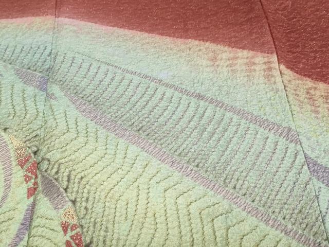 平和屋着物●十日町 名門 滝泰謹製 中国三大刺繍 スワトウ刺繍 訪問着 朧染 抽象文様 重ね絞り 金糸 金通し地 正絹 逸品 DABG2889ud