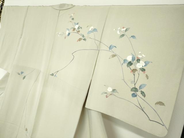 平和屋着物●訪問着　友禅　作家物　流水枝花文　暈し染め　正絹　逸品　DABG2892ud