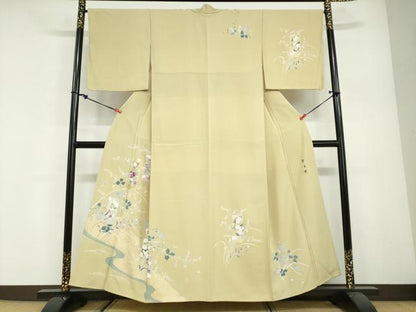 平和屋着物●西陣　京の名門　じゅらく謹製　帝王紫　訪問着　刺繍　短冊草花文　金彩　正絹　逸品　DABG2893ud