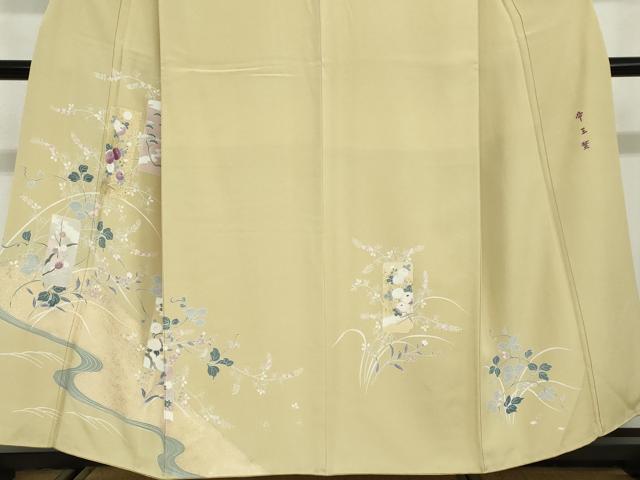 平和屋着物●西陣　京の名門　じゅらく謹製　帝王紫　訪問着　刺繍　短冊草花文　金彩　正絹　逸品　DABG2893ud
