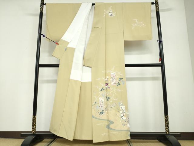 平和屋着物●西陣　京の名門　じゅらく謹製　帝王紫　訪問着　刺繍　短冊草花文　金彩　正絹　逸品　DABG2893ud