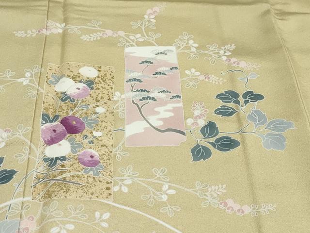 平和屋着物●西陣　京の名門　じゅらく謹製　帝王紫　訪問着　刺繍　短冊草花文　金彩　正絹　逸品　DABG2893ud