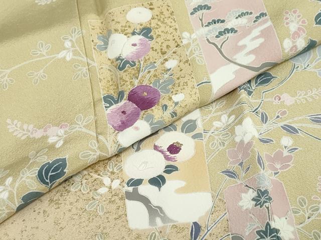 平和屋着物●西陣　京の名門　じゅらく謹製　帝王紫　訪問着　刺繍　短冊草花文　金彩　正絹　逸品　DABG2893ud