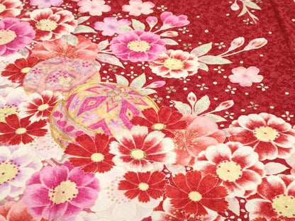 平和屋着物●豪華振袖　駒刺繍　手毬草花文　暈し染め　銀通し地　正絹　逸品　DABG2902ud