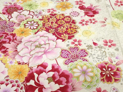 平和屋着物●豪華振袖　刺繍　花蝶文　暈し染め　金銀彩　銀通し地　正絹　逸品　DABG2903ud