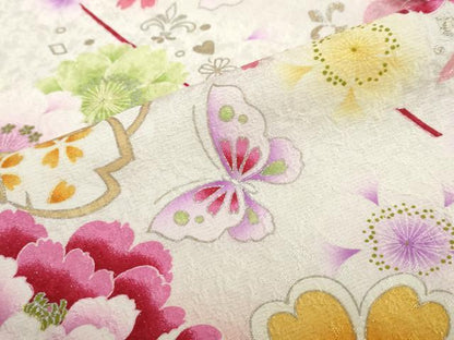 平和屋着物●豪華振袖　刺繍　花蝶文　暈し染め　金銀彩　銀通し地　正絹　逸品　DABG2903ud