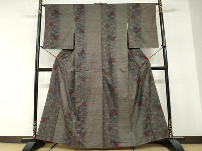 平和屋着物●本場大島紬　9マルキ　草花間道　正絹　逸品　DABG2908ud