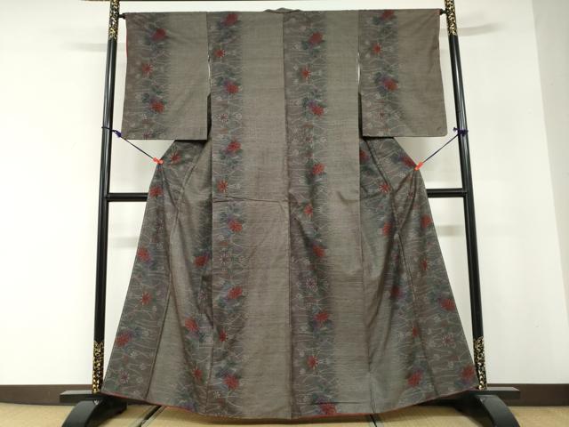 平和屋着物●本場大島紬　9マルキ　草花間道　正絹　逸品　DABG2908ud