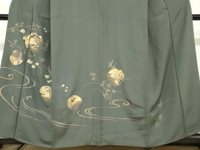 平和屋着物●訪問着　竹屋町刺繍　流水飛鶴丸文　金銀彩　正絹　逸品　DABG2911ud