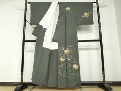 平和屋着物●訪問着　竹屋町刺繍　流水飛鶴丸文　金銀彩　正絹　逸品　DABG2911ud