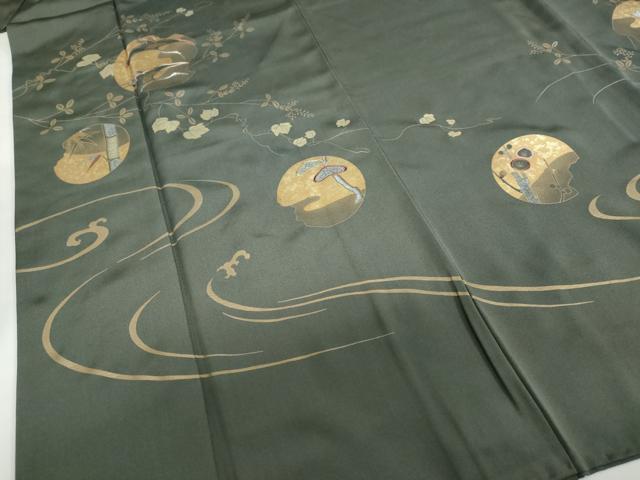 平和屋着物●訪問着　竹屋町刺繍　流水飛鶴丸文　金銀彩　正絹　逸品　DABG2911ud