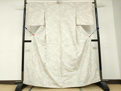 平和屋着物●本場大島紬　白大島　7マルキ　吉祥花文　正絹　逸品　DABG2914ud