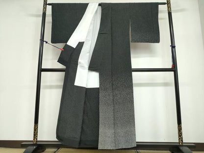 平和屋着物●寺山存男　江戸小紋　訪問着　大小霰　黒地　正絹　逸品　DABG2916ud
