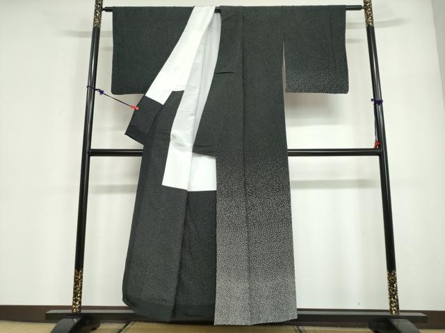 平和屋着物●寺山存男　江戸小紋　訪問着　大小霰　黒地　正絹　逸品　DABG2916ud