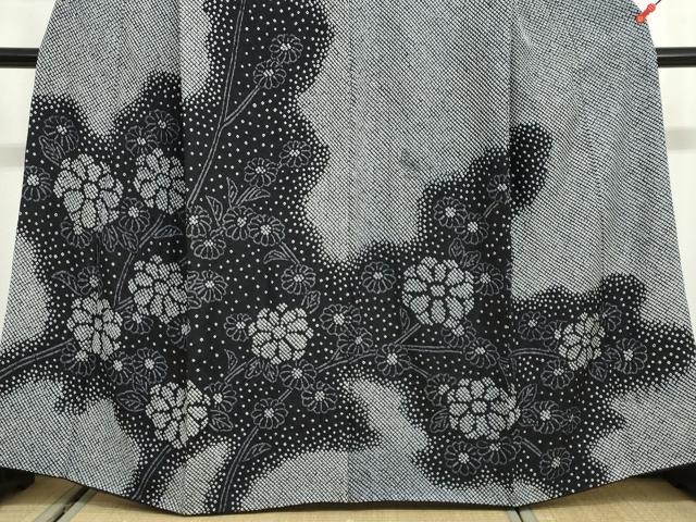 平和屋着物●訪問着　総絞り　枝花文　黒地　正絹　逸品　DABG2919ud
