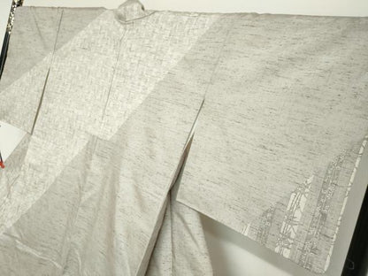 平和屋着物●二代目 川村久太郎　訪問着　ぜんまい紬地　笹竹文　正絹　逸品　DABG2920ud