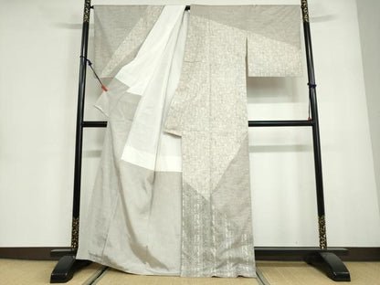 平和屋着物●二代目 川村久太郎　訪問着　ぜんまい紬地　笹竹文　正絹　逸品　DABG2920ud