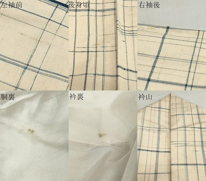 平和屋着物●上質な紬　変わり格子文　正絹　逸品　DABG2924ud