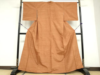平和屋着物●上質な紬　雀茶色　正絹　逸品　DABG2925ud