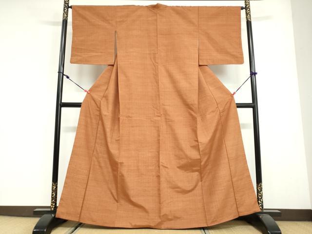 平和屋着物●上質な紬　雀茶色　正絹　逸品　DABG2925ud