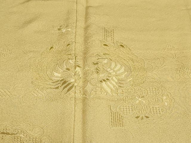 平和屋着物●中国三大刺繍　総刺繍　訪問着　向かい鳥花文　暈し染め　金糸　正絹　逸品　未使用　DABG2927ud