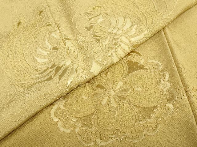 平和屋着物●中国三大刺繍　総刺繍　訪問着　向かい鳥花文　暈し染め　金糸　正絹　逸品　未使用　DABG2927ud