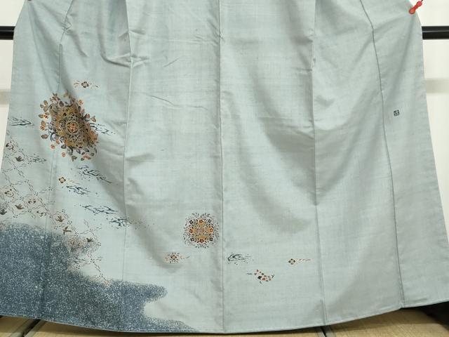 平和屋着物●訪問着　作家物　紬地　花鳥文　金彩　やまと誂製　正絹　逸品　未使用　DABG2928ud