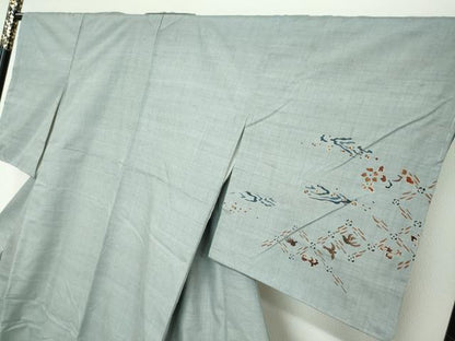 平和屋着物●訪問着　作家物　紬地　花鳥文　金彩　やまと誂製　正絹　逸品　未使用　DABG2928ud