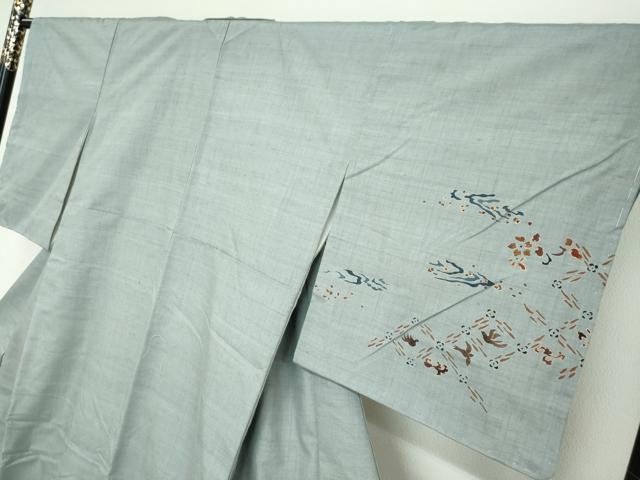 平和屋着物●訪問着　作家物　紬地　花鳥文　金彩　やまと誂製　正絹　逸品　未使用　DABG2928ud