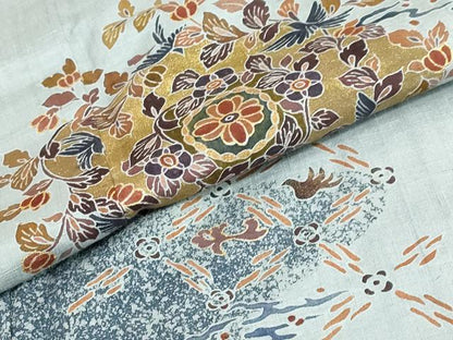 平和屋着物●訪問着　作家物　紬地　花鳥文　金彩　やまと誂製　正絹　逸品　未使用　DABG2928ud