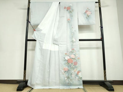 平和屋着物●訪問着　作家物　草花文　暈し染め　正絹　逸品　DABG2932ud