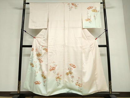 平和屋着物●訪問着　刺繍　地紙草花文　暈し染め　正絹　逸品　DABG2936ud