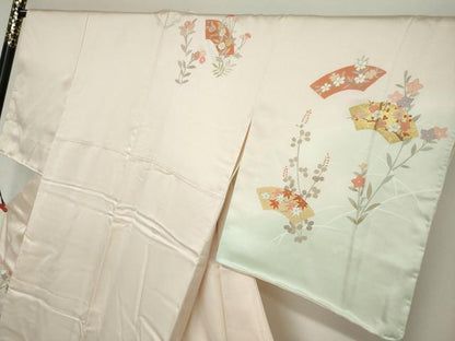 平和屋着物●訪問着　刺繍　地紙草花文　暈し染め　正絹　逸品　DABG2936ud