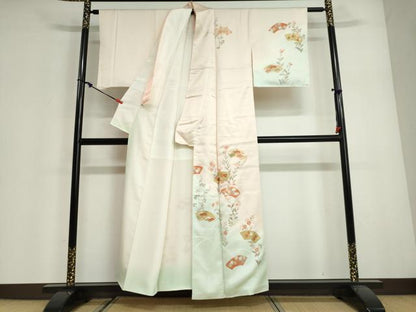 平和屋着物●訪問着　刺繍　地紙草花文　暈し染め　正絹　逸品　DABG2936ud