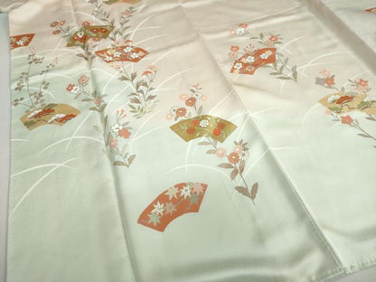 平和屋着物●訪問着　刺繍　地紙草花文　暈し染め　正絹　逸品　DABG2936ud