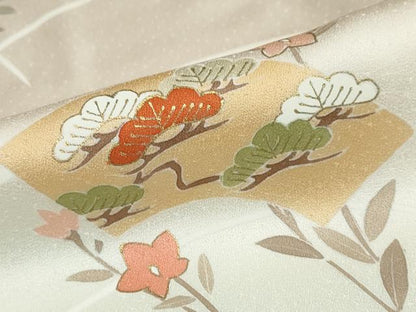 平和屋着物●訪問着　刺繍　地紙草花文　暈し染め　正絹　逸品　DABG2936ud