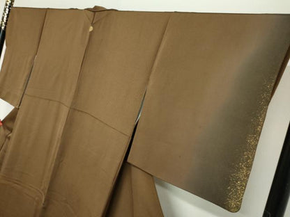 平和屋着物●訪問着　刺繍　流水草花文　暈し染め　金彩　正絹　逸品　DABG2938ud