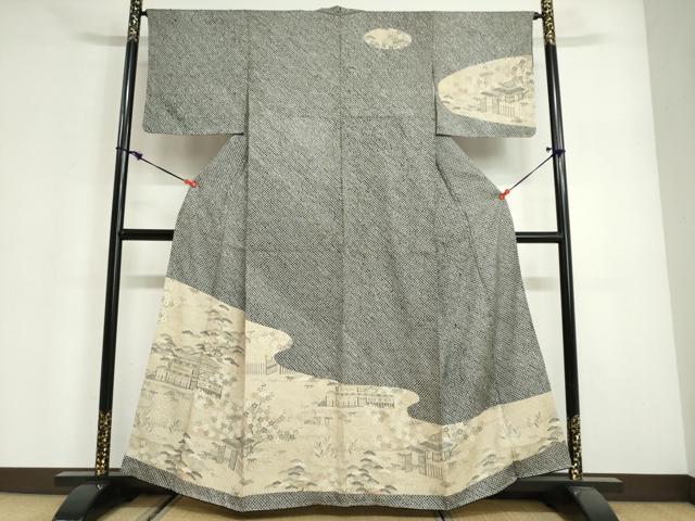 平和屋着物●訪問着　総絞り　道長風景草花文　金彩　正絹　逸品　DABG2939ud