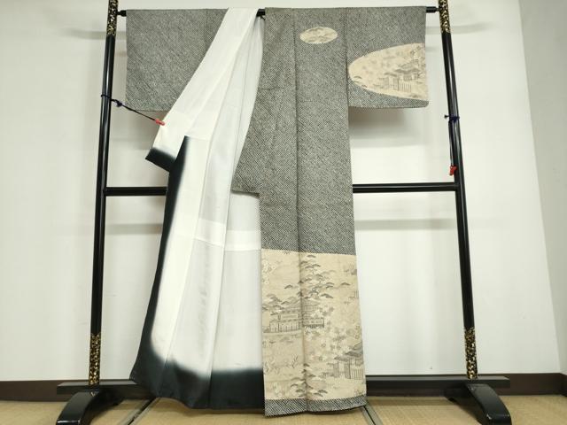 平和屋着物●訪問着　総絞り　道長風景草花文　金彩　正絹　逸品　DABG2939ud