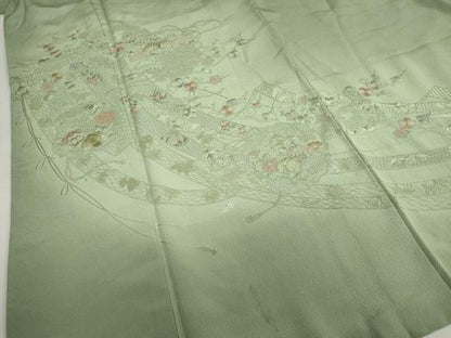 平和屋着物●中国三大刺繍　スワトウ刺繍　総刺繍　訪問着　雪輪几帳花鳥文　暈し染め　正絹　逸品　DABG2940ud