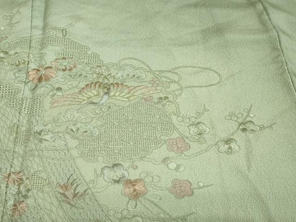 平和屋着物●中国三大刺繍　スワトウ刺繍　総刺繍　訪問着　雪輪几帳花鳥文　暈し染め　正絹　逸品　DABG2940ud