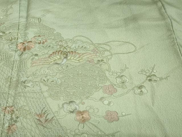 平和屋着物●中国三大刺繍　スワトウ刺繍　総刺繍　訪問着　雪輪几帳花鳥文　暈し染め　正絹　逸品　DABG2940ud